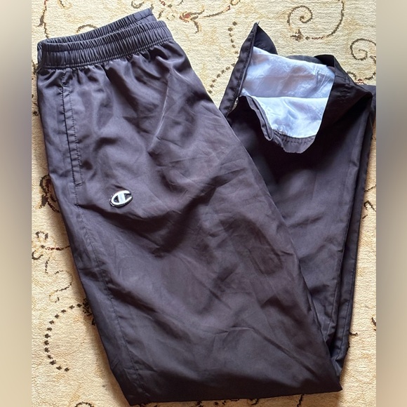 Champion 90s Windbreaker Black Track Pants - Picture 1 of 5